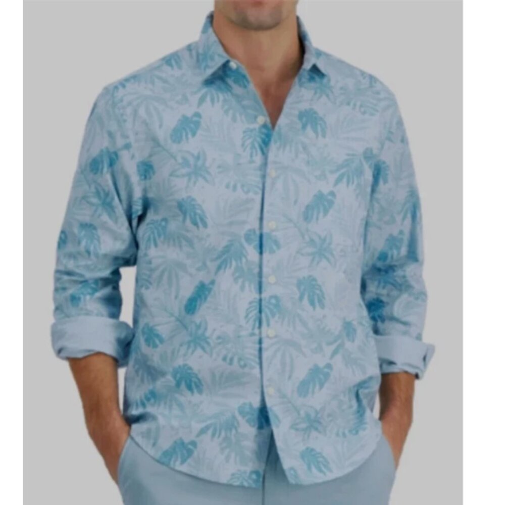 Tommy Bahama Mens Digital Palms Printed Shirt in Mosaic Blue Size 3XL